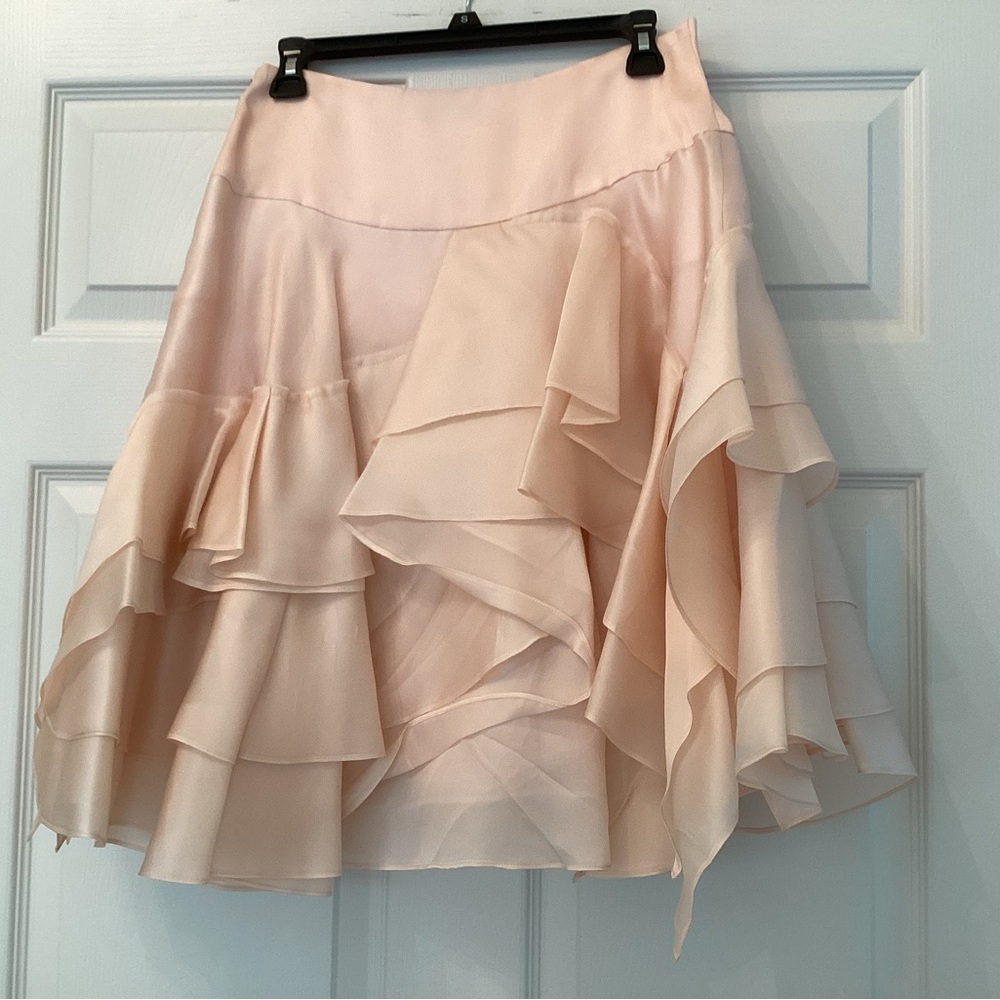 Milly Cream Bubble Mini Skirt with Ruffled Tiers